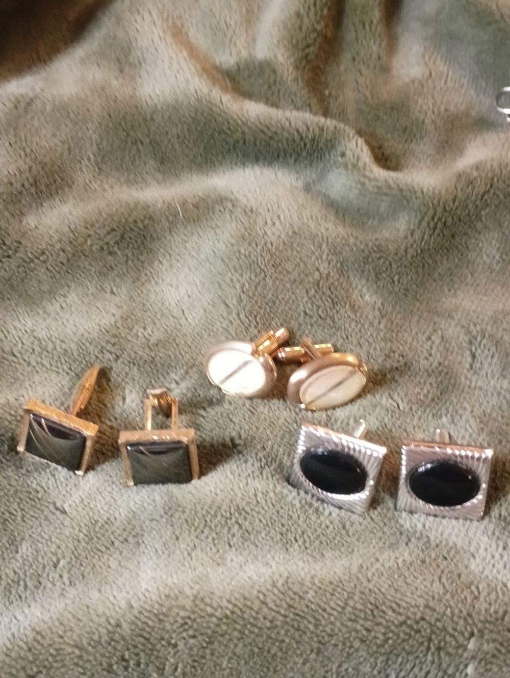 Vintage Black and Gold Cufflink Trio
